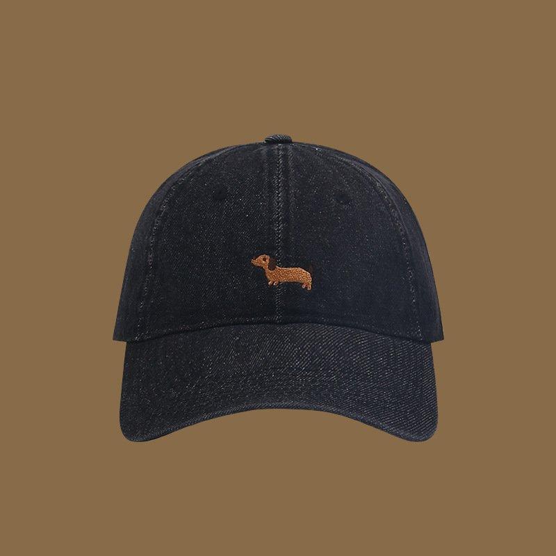 Cartoon Embroidered Unisex 6 Panel Curved Brim Cotton Denim Adjustable Baseball Cap Custom Size чёрный