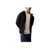 Solid Color Comfortable Drawstring Hooded Windbreaker Men Outerwear Black 40EM585-001