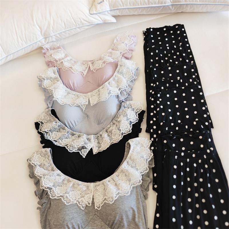 Modal-Pyjama-Set mit Spitzensaum: Tanktop, Shorts & Lange Hosen für In- & Outdoor-Bekleidung