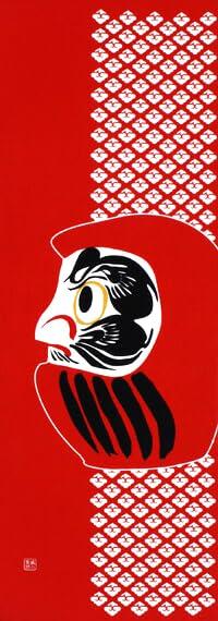 Someno Yasubo Hand Towel Contest with Authentic Dyed Cotton Tokuoka Made in Japan 35cm x 100cm "Staring Daruma" 100%