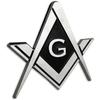 Cut Out Shaped Square And Compass Masonic Car Emblem For Freemasons Chrome