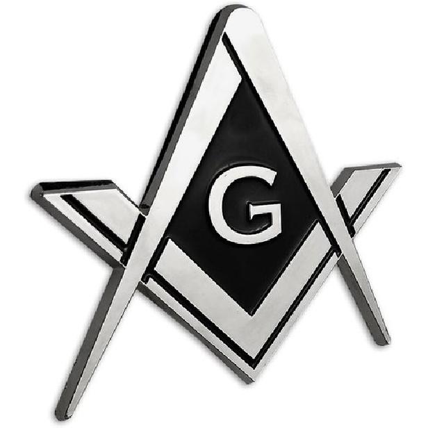 Cut Out Shaped Square And Compass Masonic Car Emblem For Freemasons Chrome