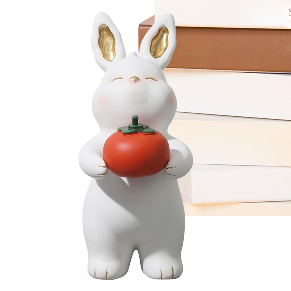 Rabbit Figurine Collectible Home Decoration Animal Figure Cartoon Rabbit Statue For Bedroom Hallway Desk Shelf Table Bookshelf