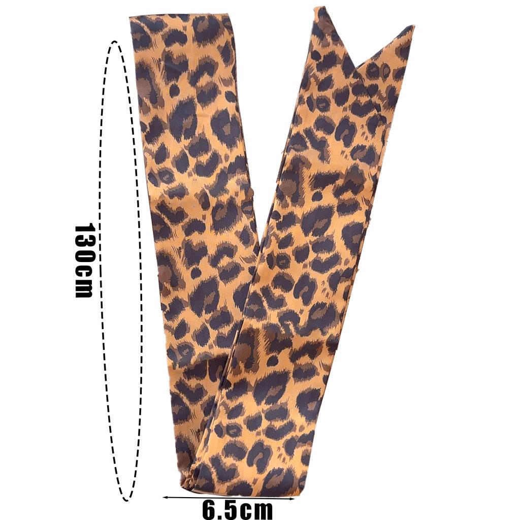 Retro Leopard Print Long Scarf Polka Dots Women Tie Multifunction Hairs Band Bags Handle Decoration Scarfs Fashion Accessories