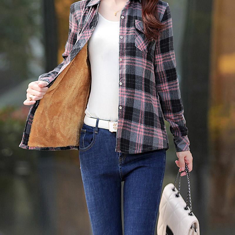 Tomwell Camicia Donna A Scollo V – Maniche Lunghe, Quadri Scozzesi, Vestibilità Slim, Casual, Taglia EU