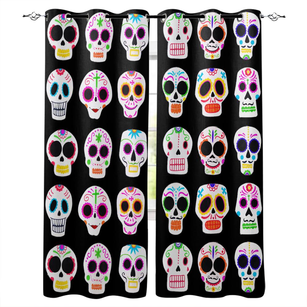 Teschio Artistico Fiori Rossi Onda Nuove Tende Semplici Decorazione per la Casa Tende Forniture Moderne per la Casa