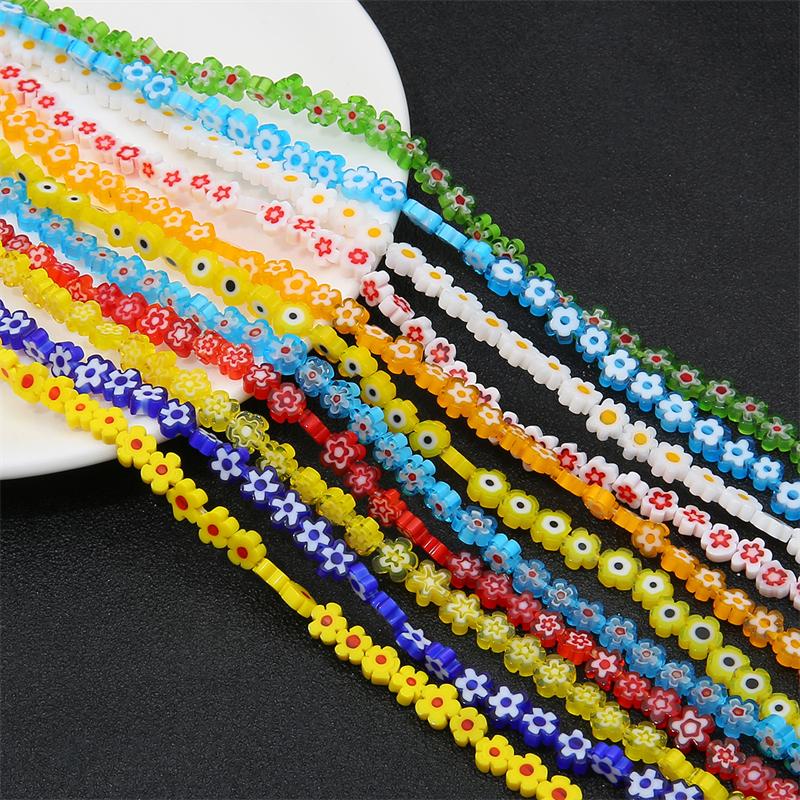 10 adet 6mm El Yapımı Lampwork Cam Çiçek Boncuk Kolye Bilezik Küpe DIY Takı El Sanatları Yapımı