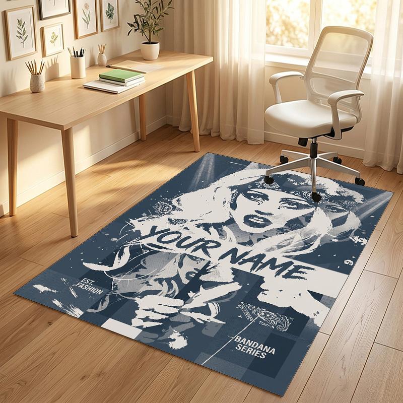 Personalized Crystal Velvet Carpet,Lady Gaga Custom Printed Name, Plush Area Rug For Home Indoor Decor