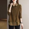 Korean Fake Two-piece Shirt Knitted Women's Spring Autumn Fashion Loose Sweater Bottoming Shirt Female Knitwear Tops