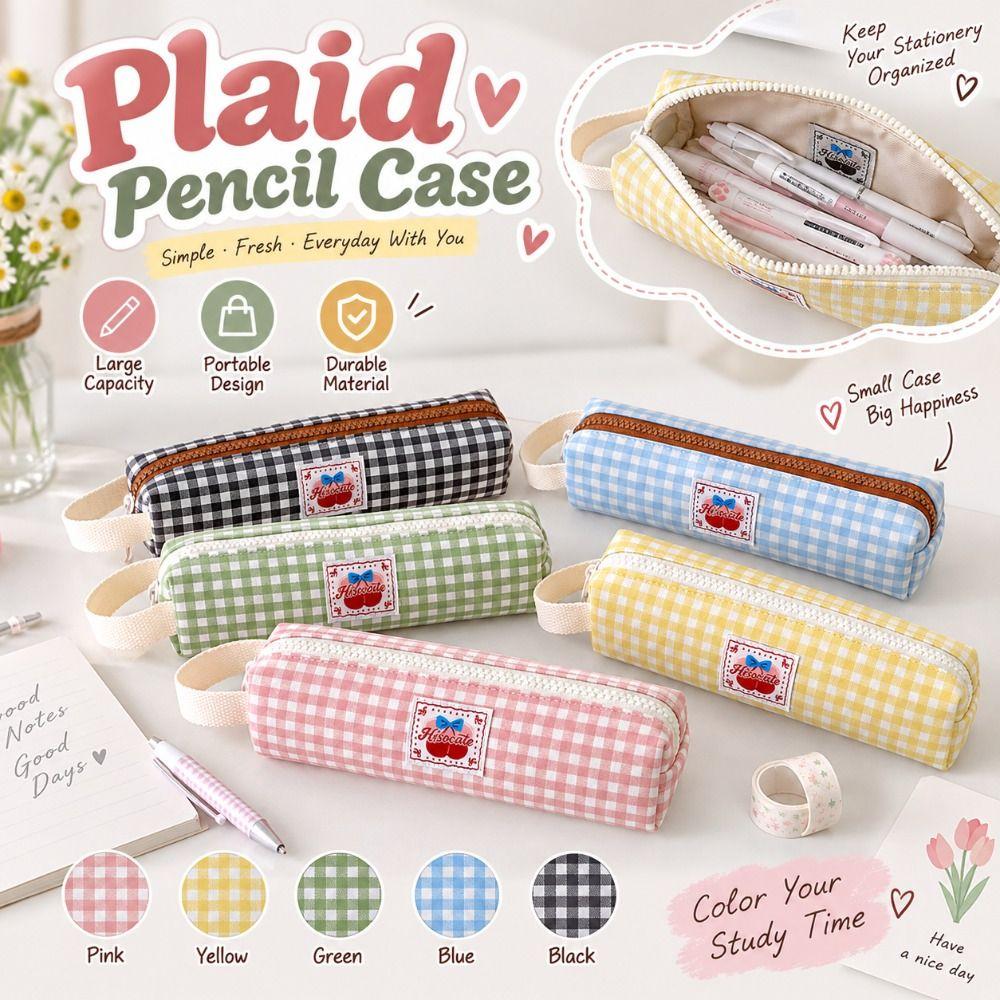 Large Capacity Pencil Bag Wrist Strap Stationery Pouch Zipper Pencil Case School Supply Organizer