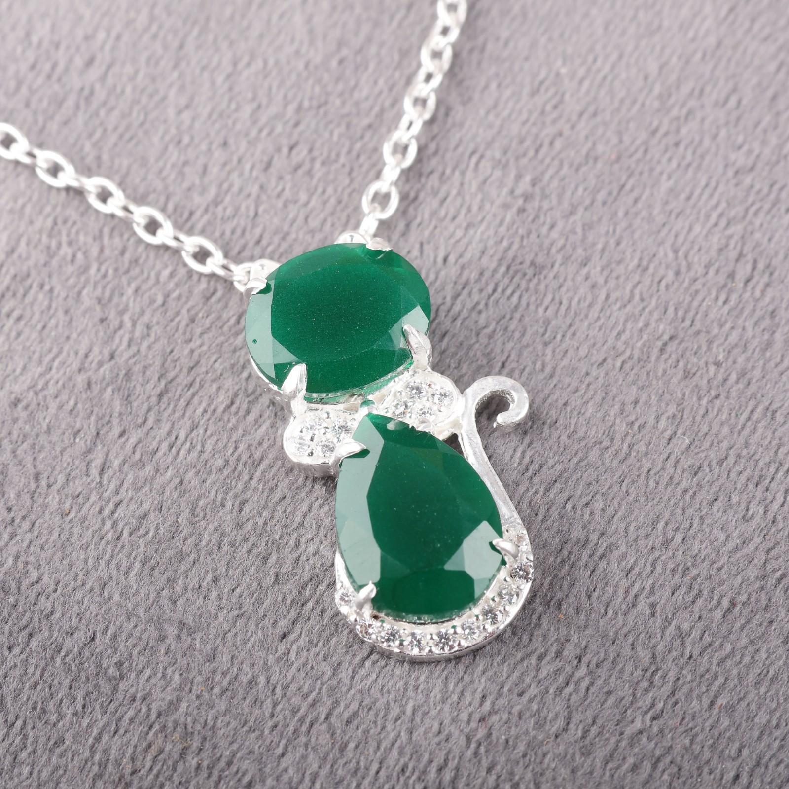 

Зеленый Оникс Драгоценный Камень 925 Стерлинговое Серебро Ювелирные Изделия Циркон Подвеска 1,16 Для Свадьбы CZP-1-15