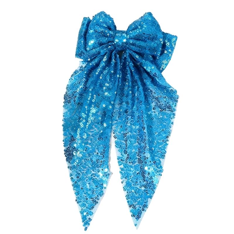 Glittering Sequined Hair Bows for Women Girl Daily Formal Occasion Wear Evening Party Accessories Headpiece Photo Props