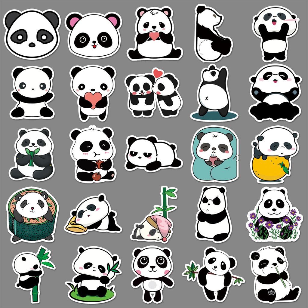 50 Panda Graffiti Stickers Cartoon Cute Animal Stickers DIY Suitcase Mobile Phone Water Cup Car Stickers