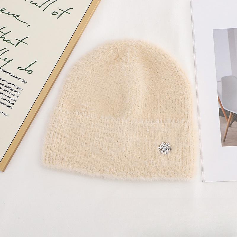 Women's Plush New Korean Knitted Hat for Autumn and Winter Versatile Warm Ear Protection Thickened Fashionable Wool Hat