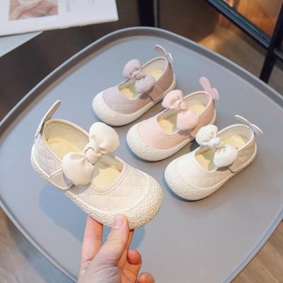 Harte Mädchen-Prinzessinnenschuhe mit Klettverschluss, Baby-Mädchen-Schleifenschuhe, Kinder-Lederschuhe im Campus-Stil