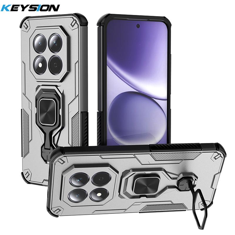KEYSION Custodia blindata antiurto per Redmi Note 15 Pro+ 5G Silicone+PC Supporto ad anello metallico verticale Copri telefono per Redmi Note 15 4G 5G