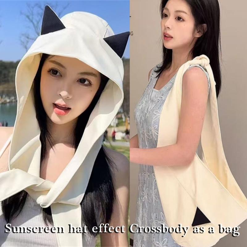 Breathable Soft Sun Protective Hat with Devil Ear Design For Beach Vacation Popular Bag Hat for Various Occasion