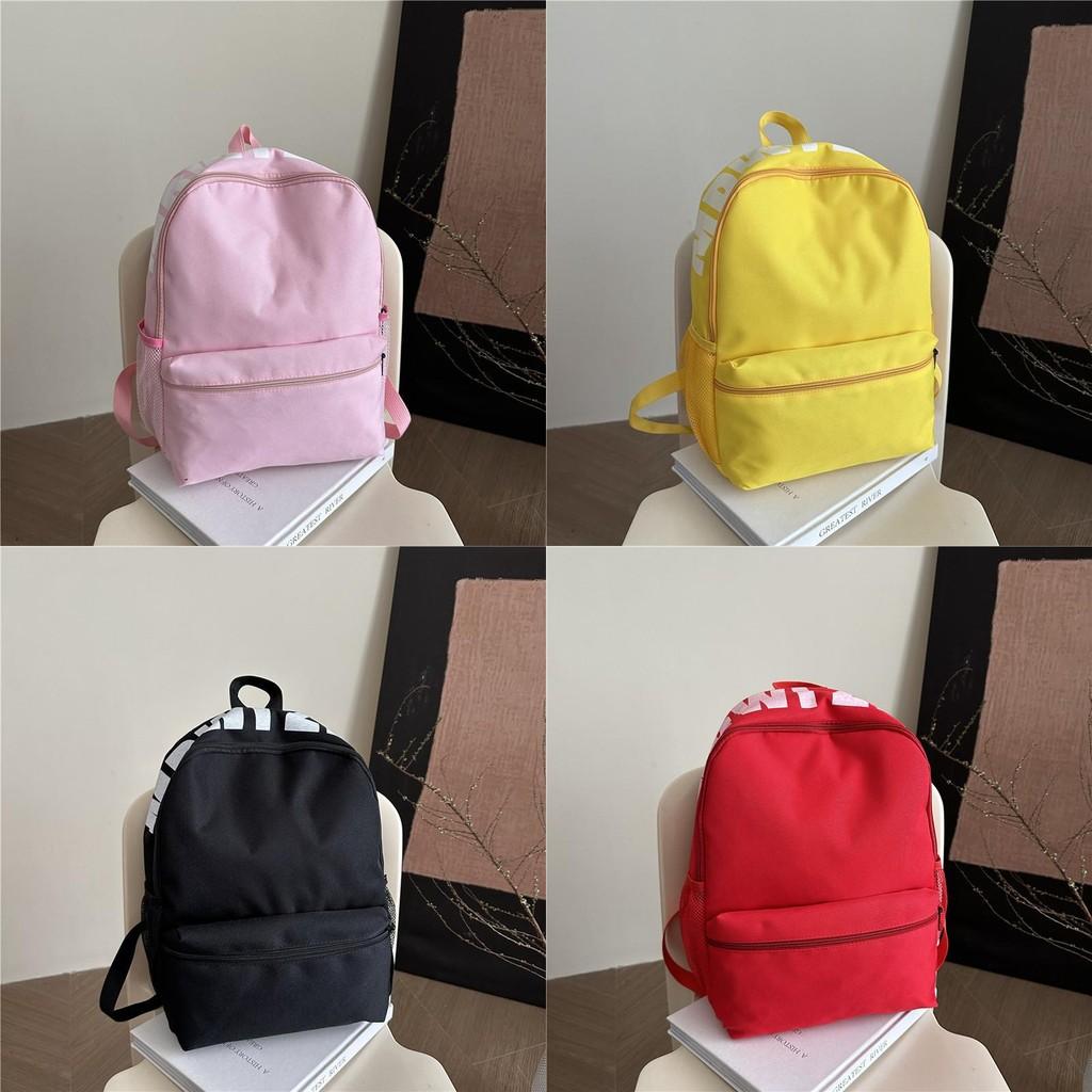 Student Solid Color Schoolbag Backpack Nylon Material Internal Phone Pocket