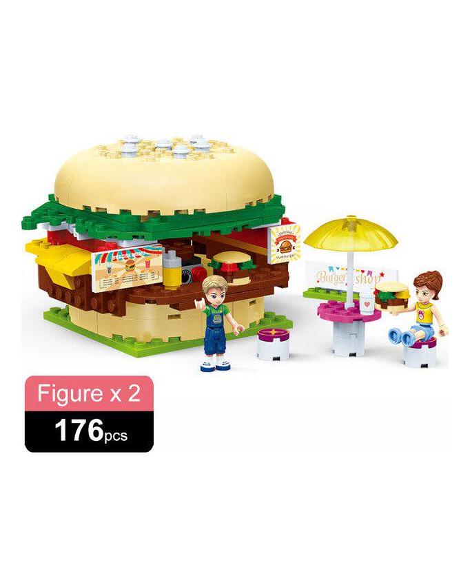176PCS City Girls Compatible Friends Amusement Park Burger Shop Snack Booth Assembled Building Blocks Bricks Children Toys Gifts