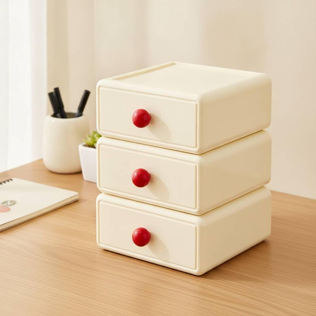 Desktop Storage Box with Drawer Sturdy Desk Organizer Drawers for Vanity