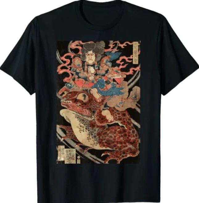 Japanese Retro Artwork Samurai Riding Giant Toad Vintage Art T-Shirt