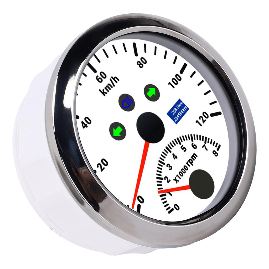 85mm 120kmCelsiush GPS Speedometer 0‑8000rpm Tachometer Gauge LCD Multicolored Backlight for Car Boat Yacht RV Truck