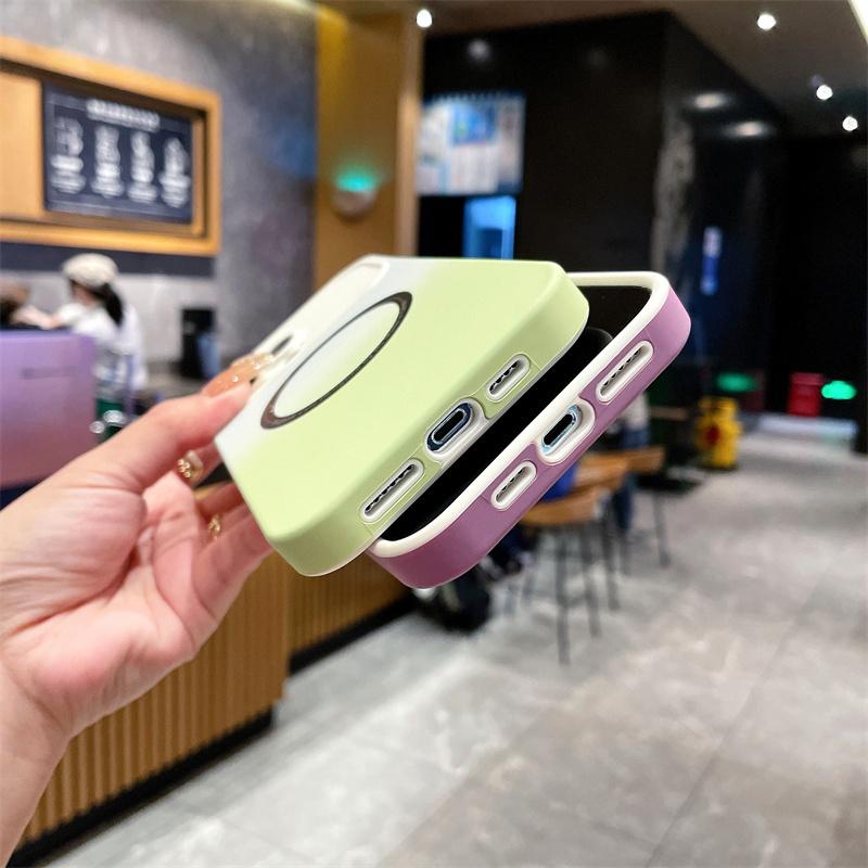 Luxury Gradient Large Window Magnetic Phone Case For iPhone 14 13 12 11 Pro Max Shockproof Cover For iPhone 14 13 12 11