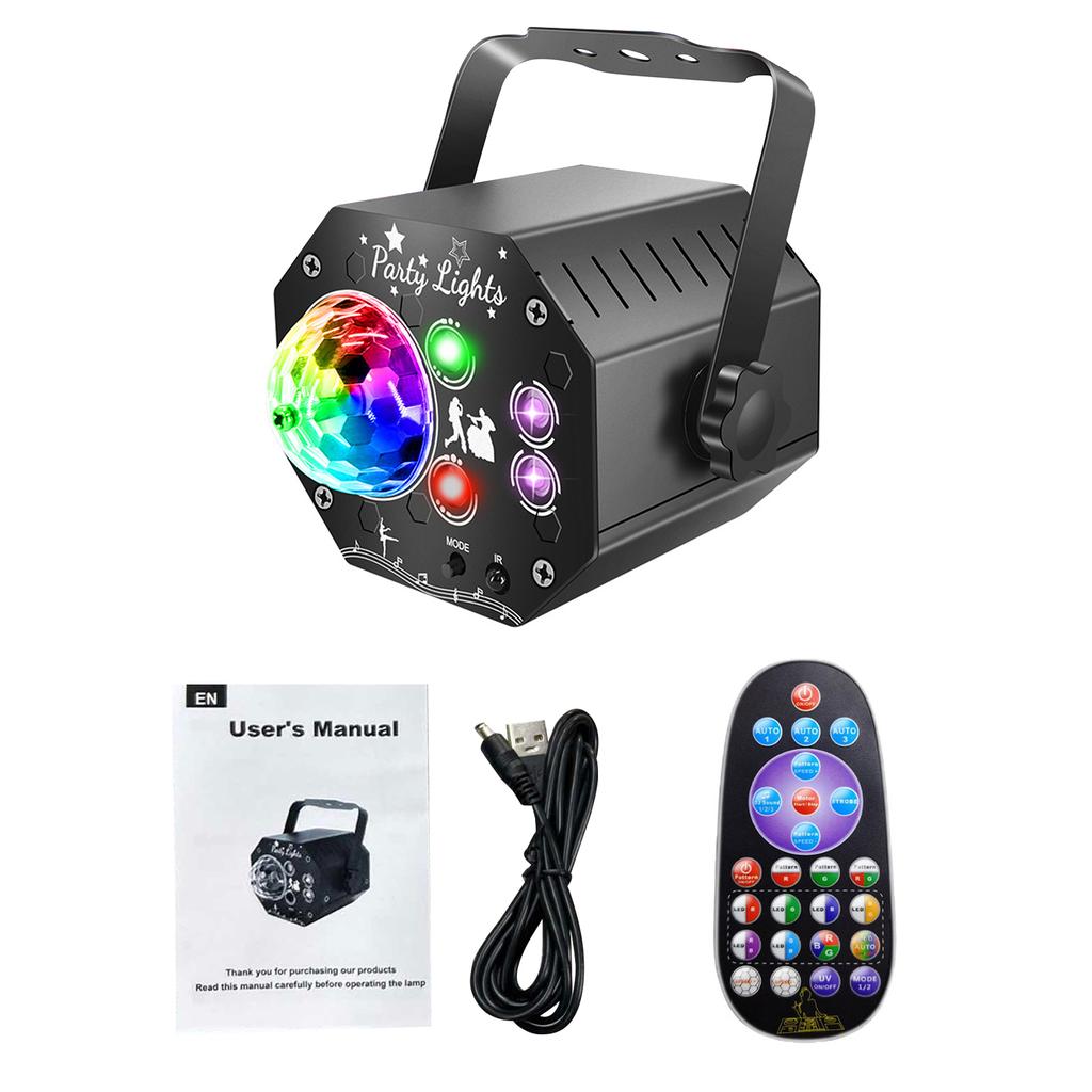Party Lights Mini Disco DJ Stage Light with Projector Effect Remote Control for Dance KTV Pub Club