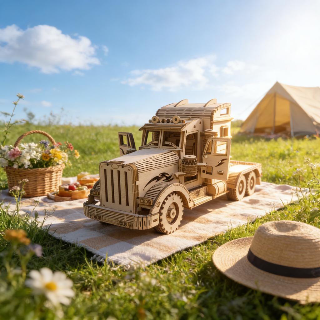 DO-IT-YOURSELF Wooden Truck Miniature Kit 3D P High Quality Durable Design Safe for Children uzzle Imaginative Holiday Birthday Present Toy