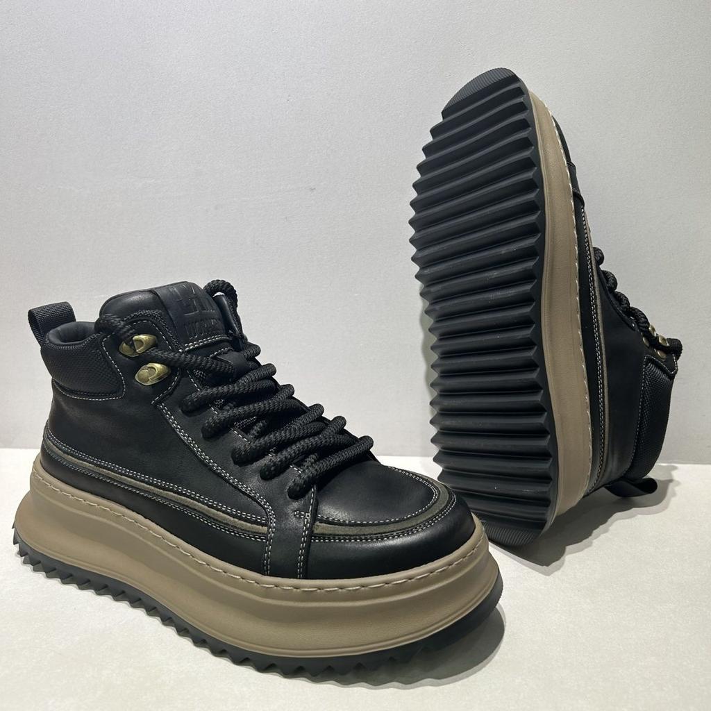 Men's shoes platform casual sports shoes autumn and winter high-top super leather shoes