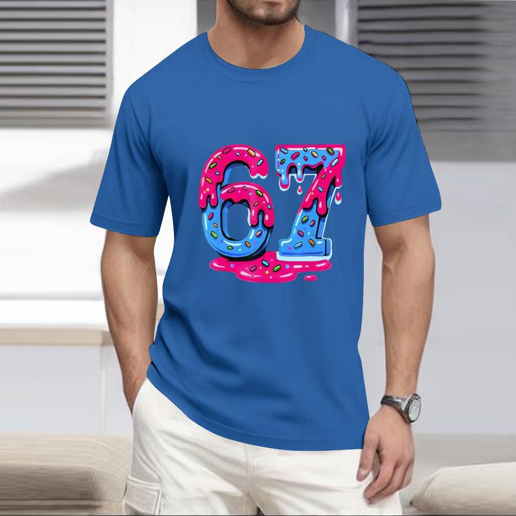 Men's  Popular T-shirt Printed Round Neck Short Sleeve T-shirt
