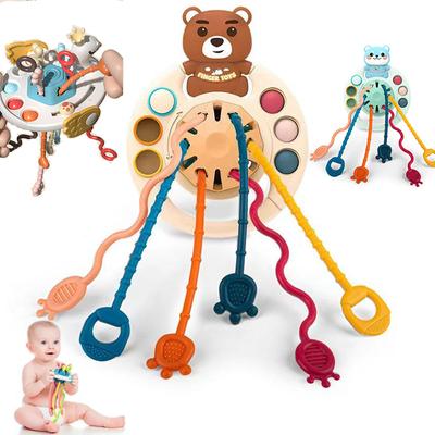 Giocattoli Montessori Tira e Stringi Giocattoli Sensoriali Bambino 6 12 Mesi Giocattoli di Attività in Silicone Giocattoli da Viaggio per Passeggino Bambino Giocattoli Educativi