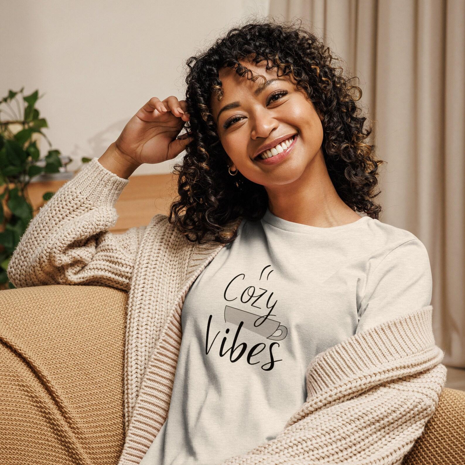 Cozy Vibes Graphic Tee - Relaxed Fit Women s T-Shirt 4XL