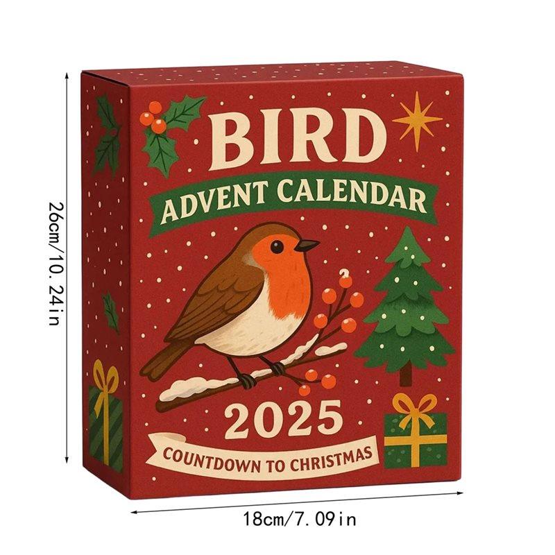 A84E-Bird Advent Calendar 2026 2D Design Includes 24 Gifts Christmas Gift Blind Boxes Countdown Calendar Decor