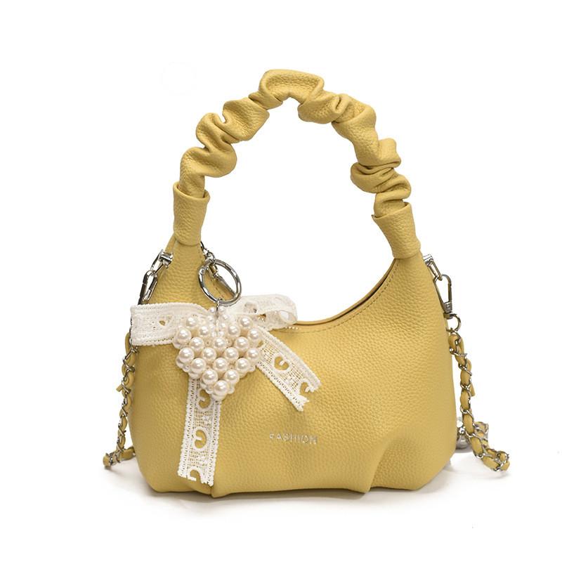 Pu Bag For Women With Wrinkled Design And Chain Strap For Daily Use