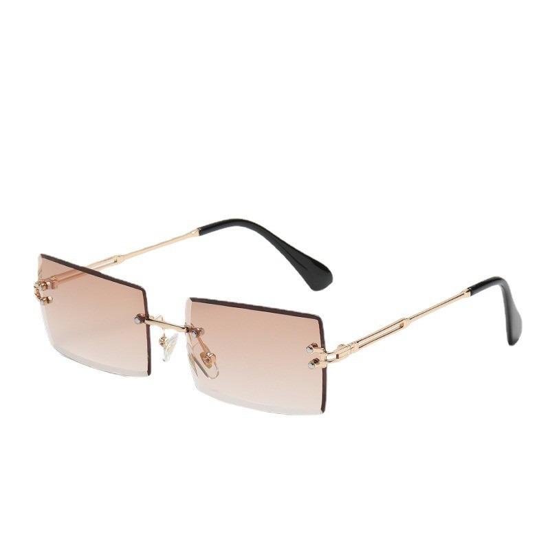 2PCS Women and Men Fashion Sunglasses UV400 Shades Rectangle Sun Glasses Rimless Summer Fashion Eyewear