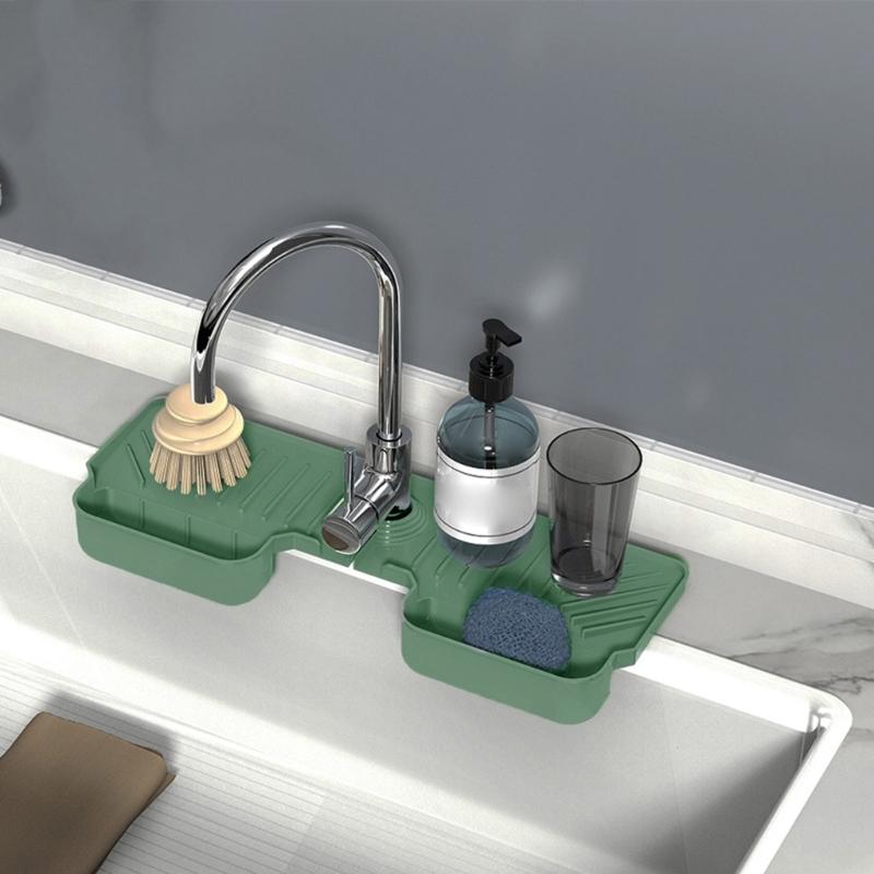Kitchen Sink Splash Guards Drying Rack and Soap Holder Kitchen Sink Supply Faucet Splash Mats,Bathroom
