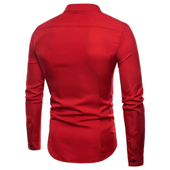 Chemise homme couleur unie simple boutonnage coupe slim double patte de boutonnage printemps t-shirt pour un usage quotidien