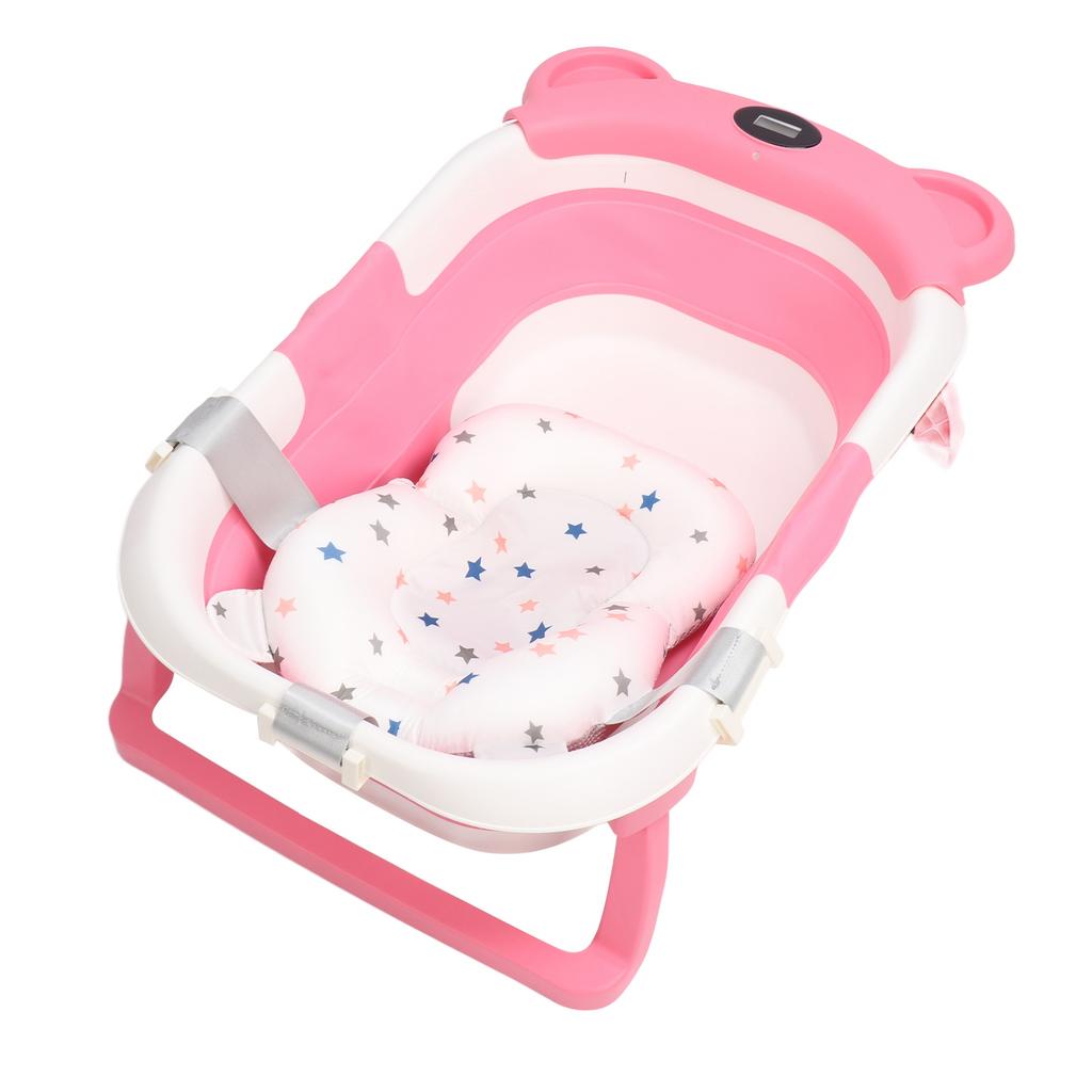 Collapsible Baby Bathtub Intelligent Real Time Temperature Sensing Double Folding Portable Travel
