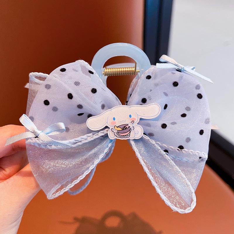 

Sanrio Kuromi Mesh Bow Claw Hair Clip - Shark Style for Girls