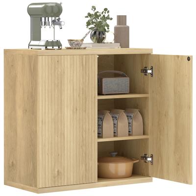 Living Room Sideboard, Modern Storage Unit with Soft-Close Doors and Adjustable Shelves, 78 X 39 X 79 Cm, Oak