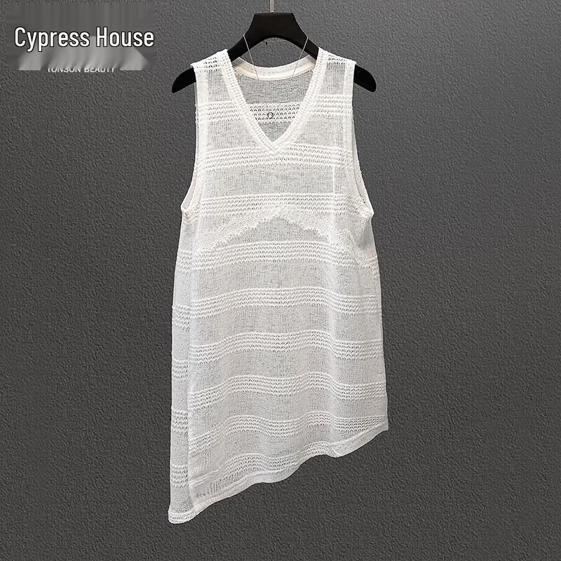Sibaisha Women s V-Neck Knit Vest Top with Irregular Hem M