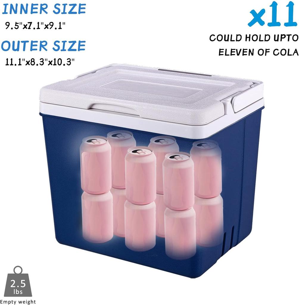Portable Cooler for Beer Thermos Box of Beer Can Cooler Ice Chiller Drinks 10Qt Picnic Fresh Box with Handle for Beverage Fruit