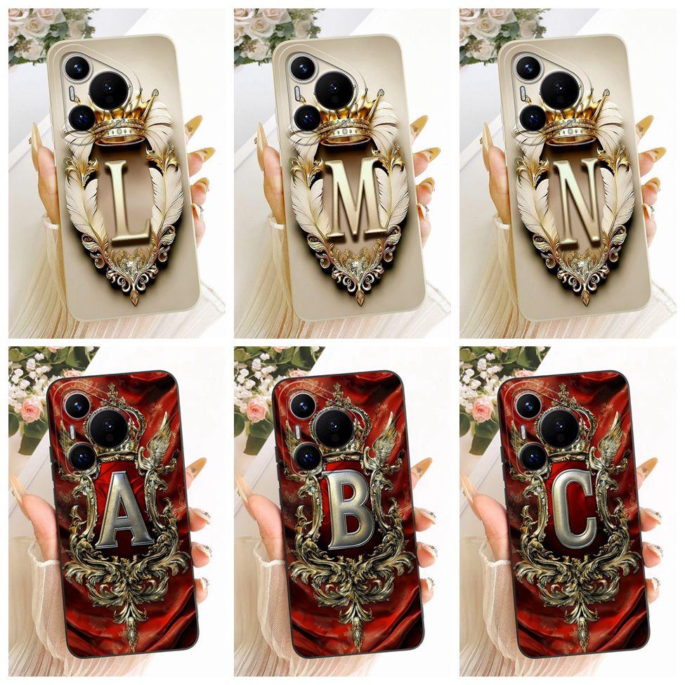 For Huawei Pura 70 Clear Case Aesthetic Luxury Crown Fashion A-Z Letters 2D Painted Soft Casing For Huawei ADY-LX9 ADY-AL00