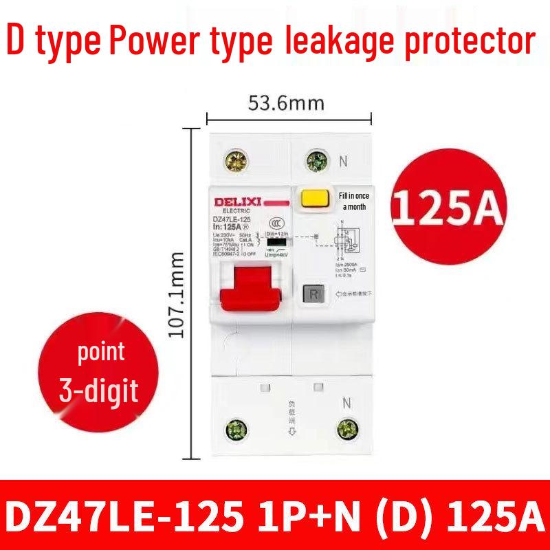 Delixi DZ47SLE Single Phase Type D Earth Leakage Circuit Breaker with Protector 1P+N Air Switch