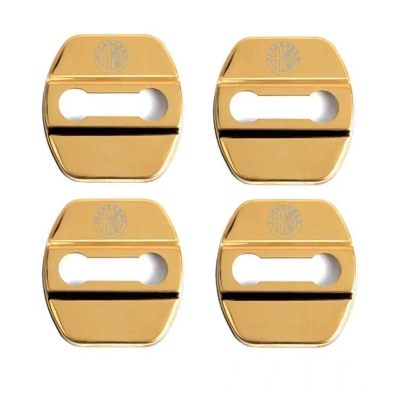 4Pcs Car Door Lock Protective Cover Sticker for Alfa Romeo Logo Sportiva Giulia Giulietta 159 156 MITO Stelvio 147 Accessories