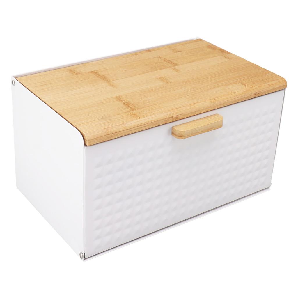 Wooden Bread Box Natural Vintage Heavy Duty Large Capacity Bread Storage Bin for Kitchen Countertop White