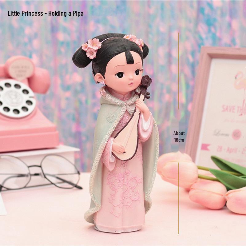 Boneca Princesa Estilo Antigo Xianci de Resina: Ornamento de Mesa Elegante e Presente para Menina