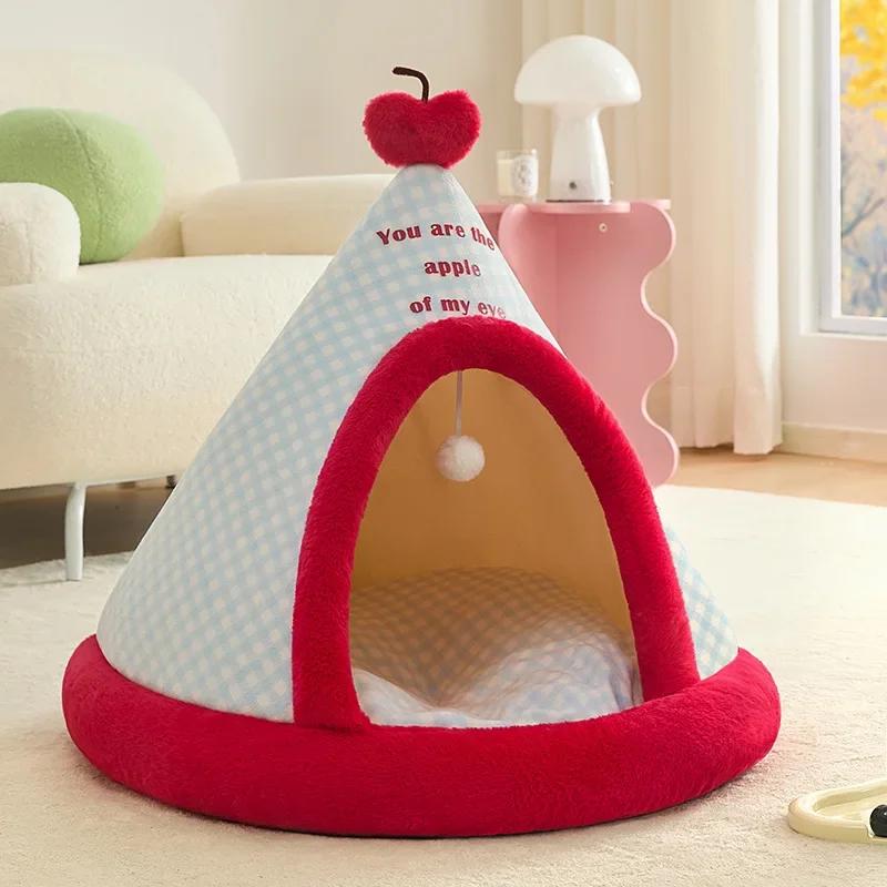 

Dog House Warm Soft Enclosed Fun Design Pets Tent Comfortable Cat House Large Space Removable and Portable Pet Products S 38 38cm