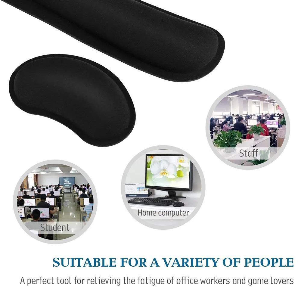 Keyboard Wrist Rest Mouse Pad With Wrist Support Memory Foam Keyboard Pad Set Ergonomic Mousepad For Office PC Laptop Mouse Pad